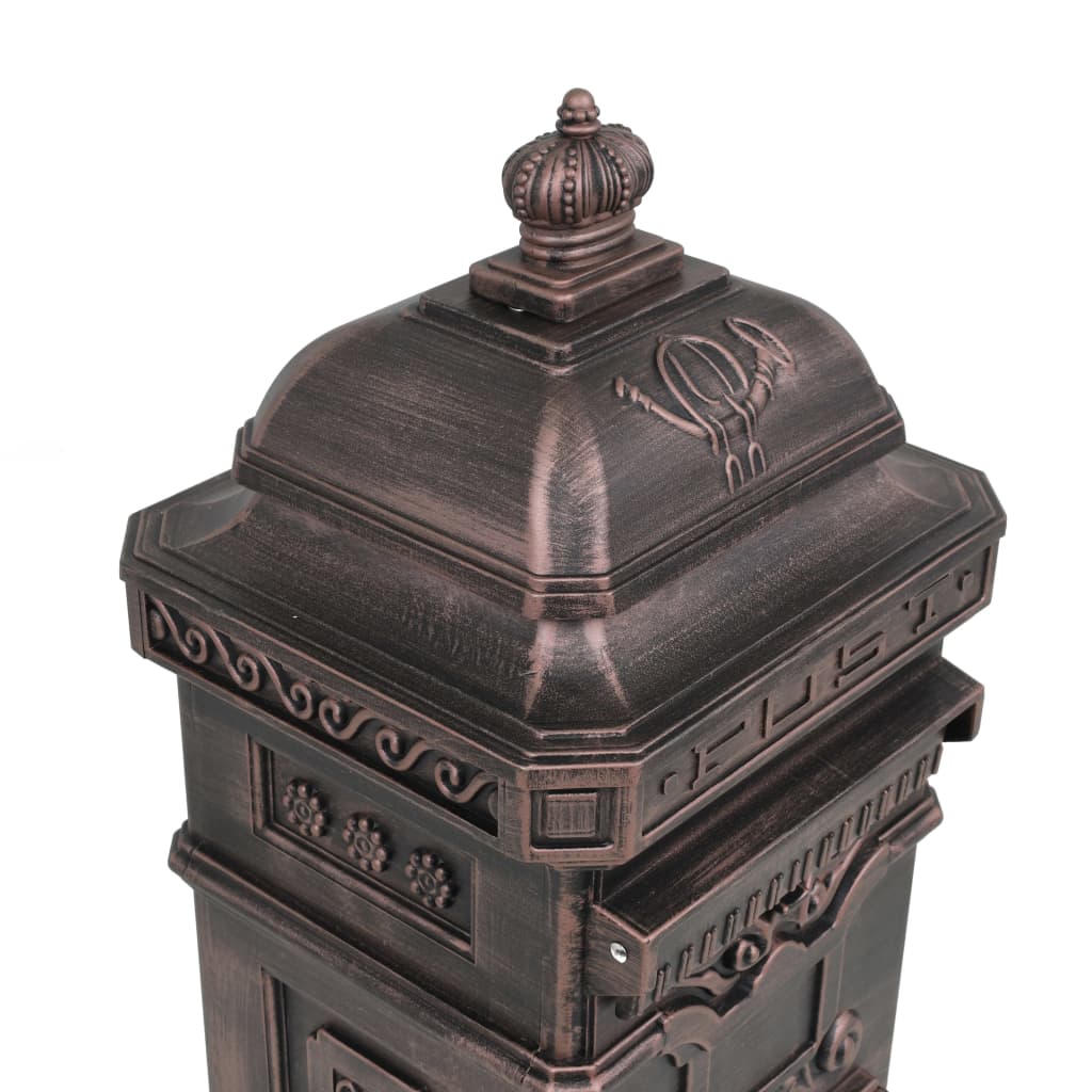 Søjlepostkasse Aluminium Vintage Style Rustfast Bronze