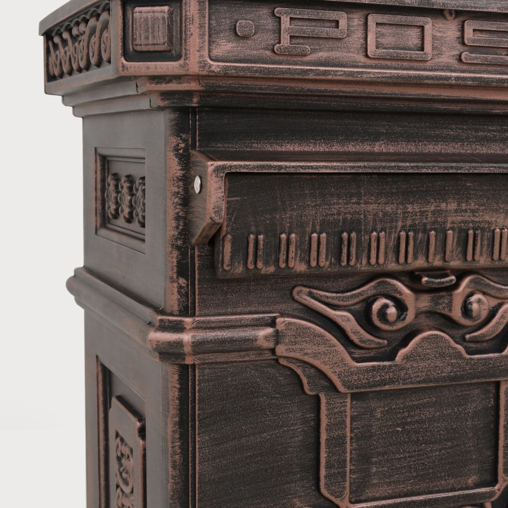 Søjlepostkasse Aluminium Vintage Style Rustfast Bronze