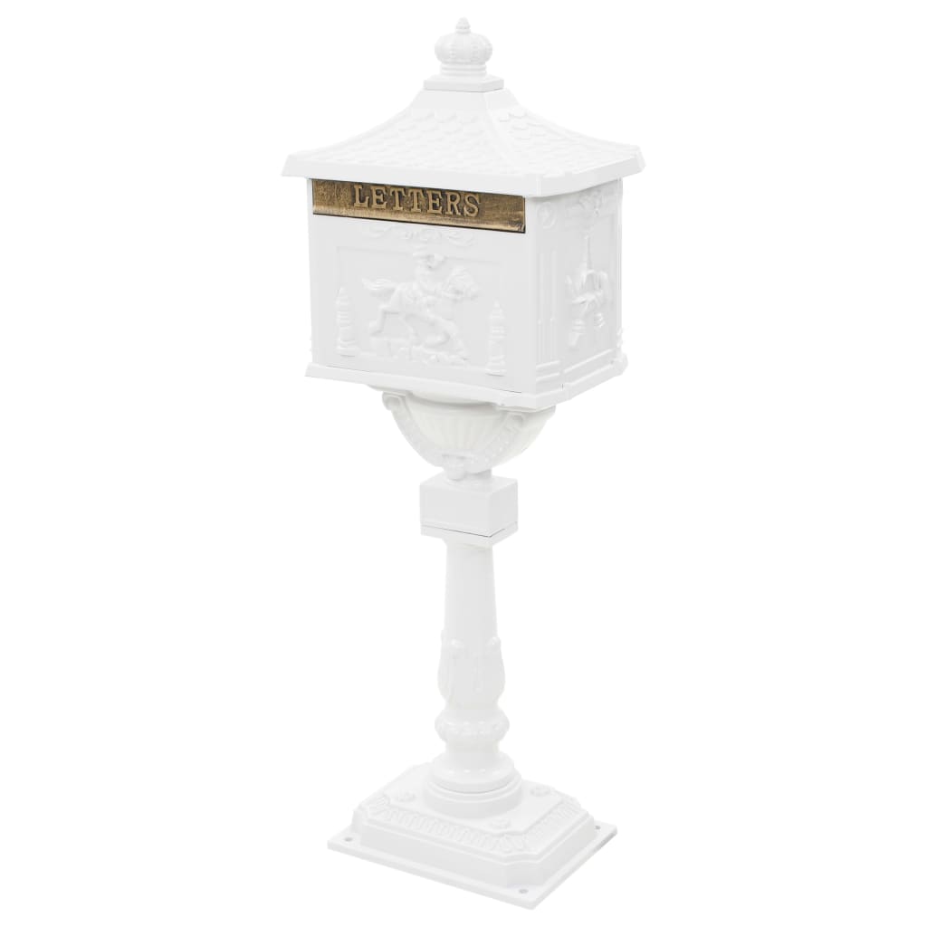 Piedestal postkasse Aluminium Vintage Style Rustfri hvid