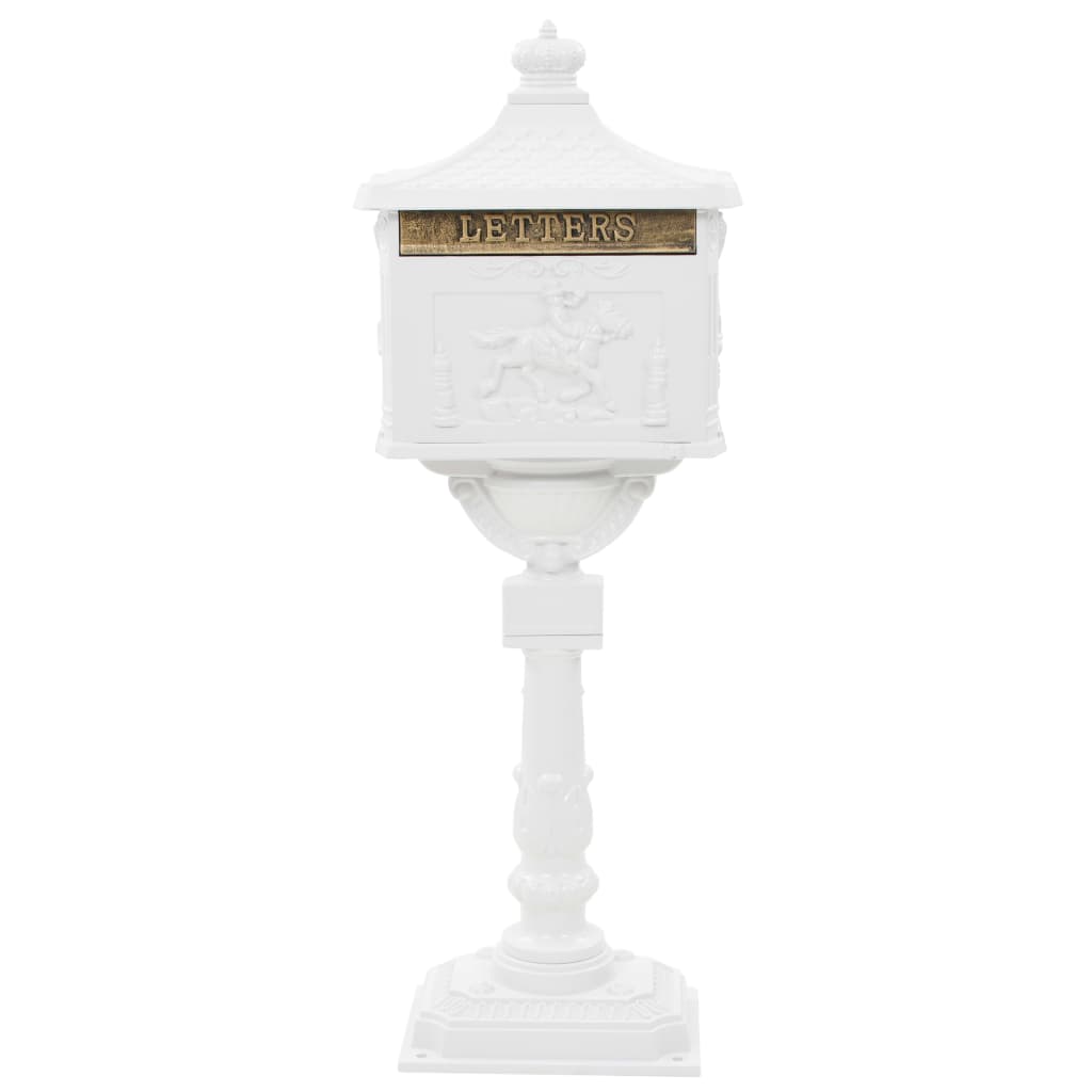 Piedestal postkasse Aluminium Vintage Style Rustfri hvid