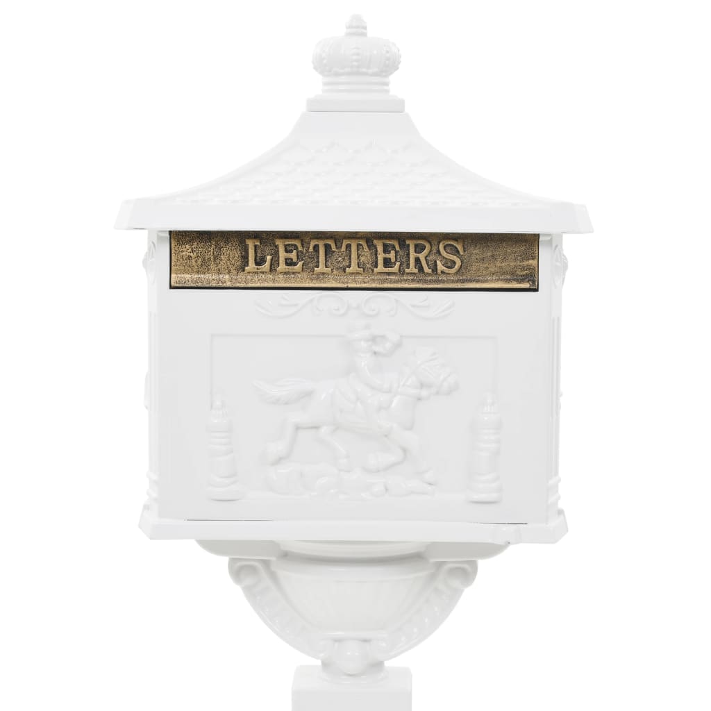 Piedestal postkasse Aluminium Vintage Style Rustfri hvid
