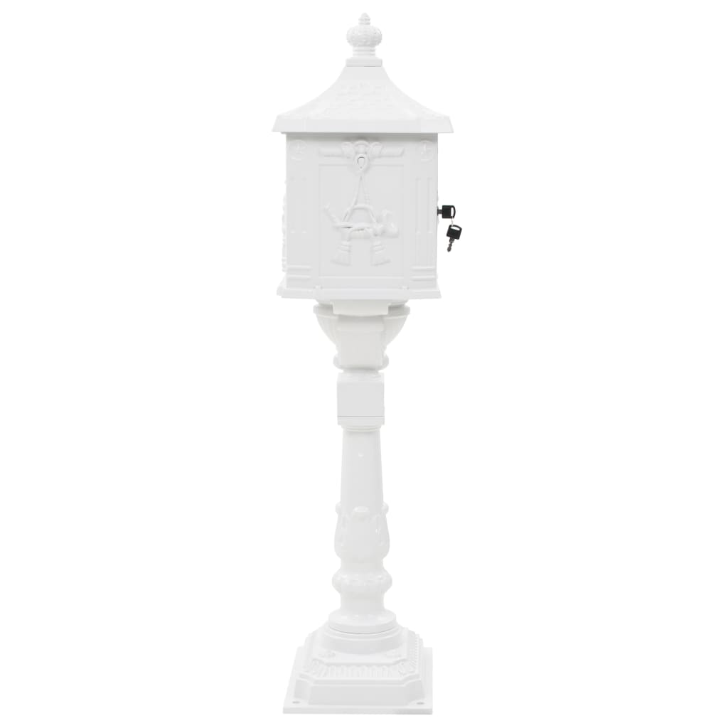 Piedestal postkasse Aluminium Vintage Style Rustfri hvid