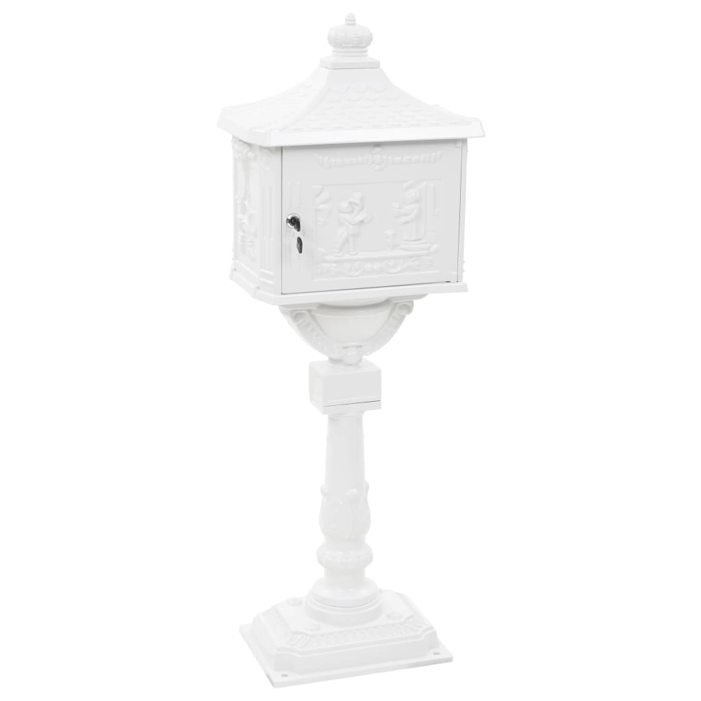 Piedestal postkasse Aluminium Vintage Style Rustfri hvid