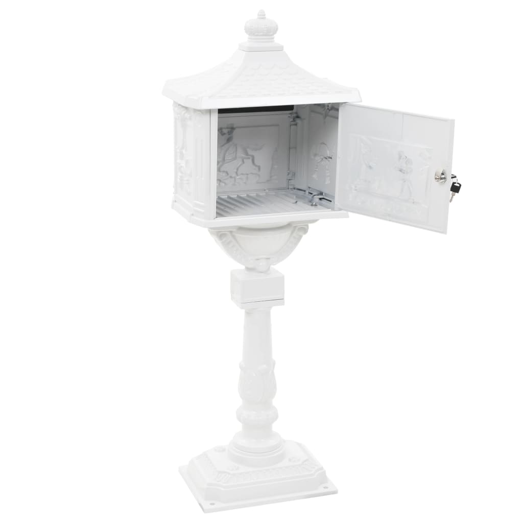 Piedestal postkasse Aluminium Vintage Style Rustfri hvid