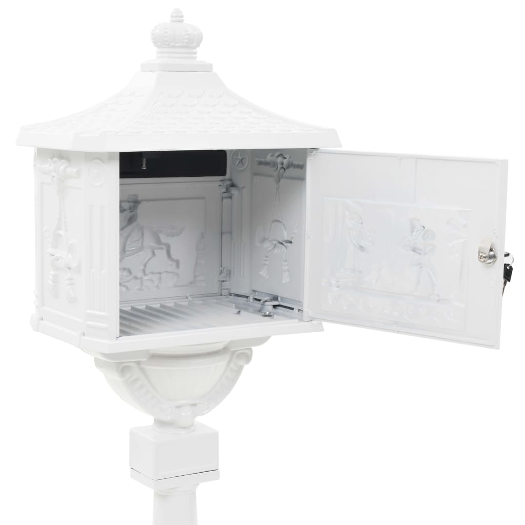 Piedestal postkasse Aluminium Vintage Style Rustfri hvid