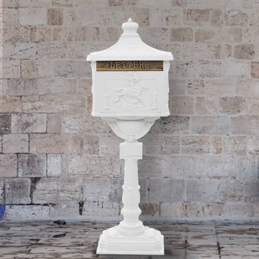 Piedestal postkasse Aluminium Vintage Style Rustfri hvid