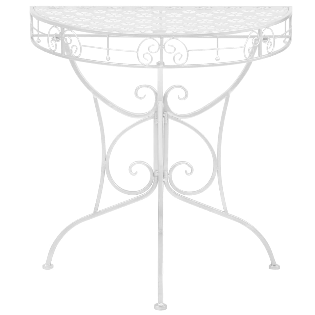 Sidebord vintage stil halvcirkelformet metal 72x36x74 cm sølv