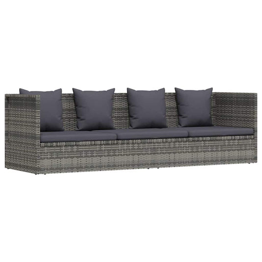 Garten-Sofabett 200x60 cm Poly Rattan Grau