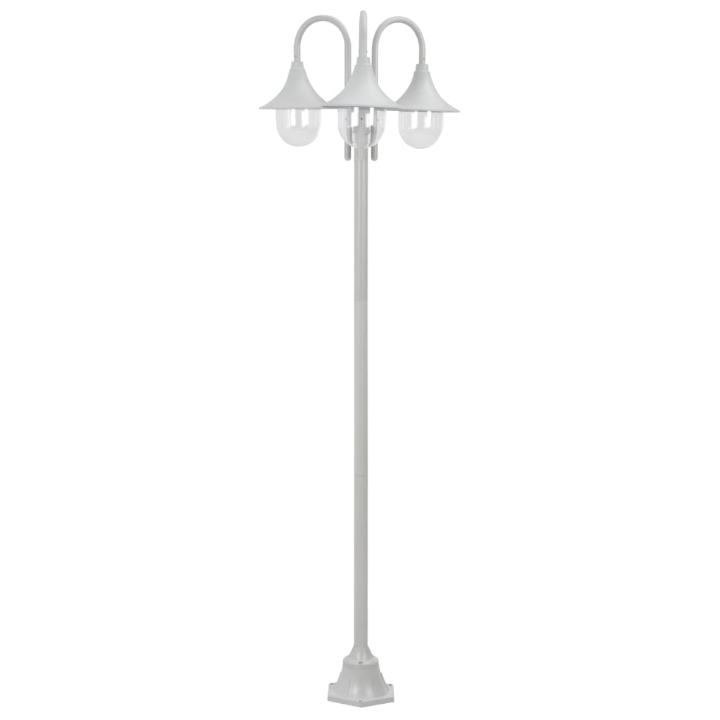 Havepullert Lys E27 220 cm Aluminium 3-Lantern Hvid