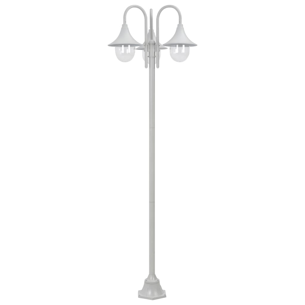 Havepullert Lys E27 220 cm Aluminium 3-Lantern Hvid