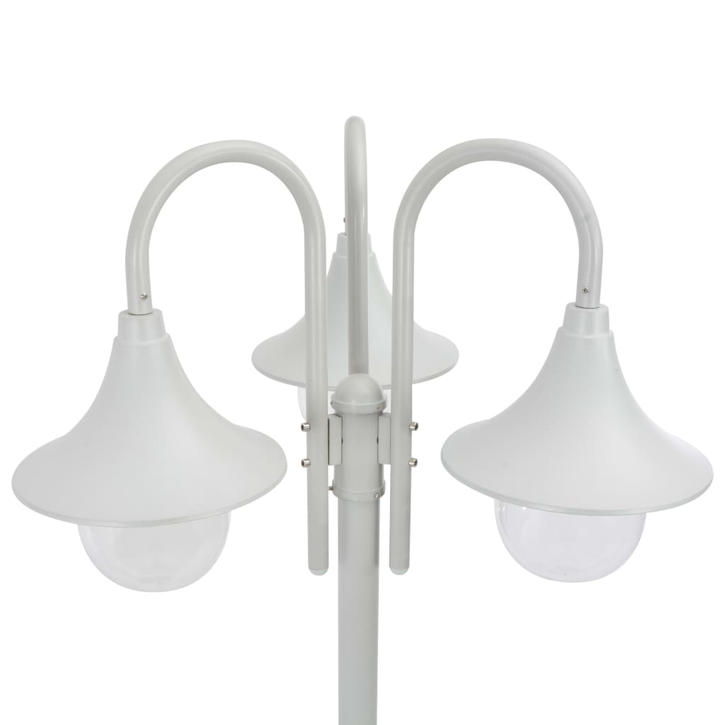 Havepullert Lys E27 220 cm Aluminium 3-Lantern Hvid