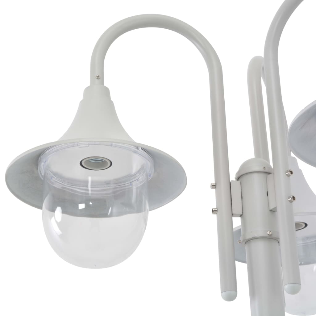 Havepullert Lys E27 220 cm Aluminium 3-Lantern Hvid