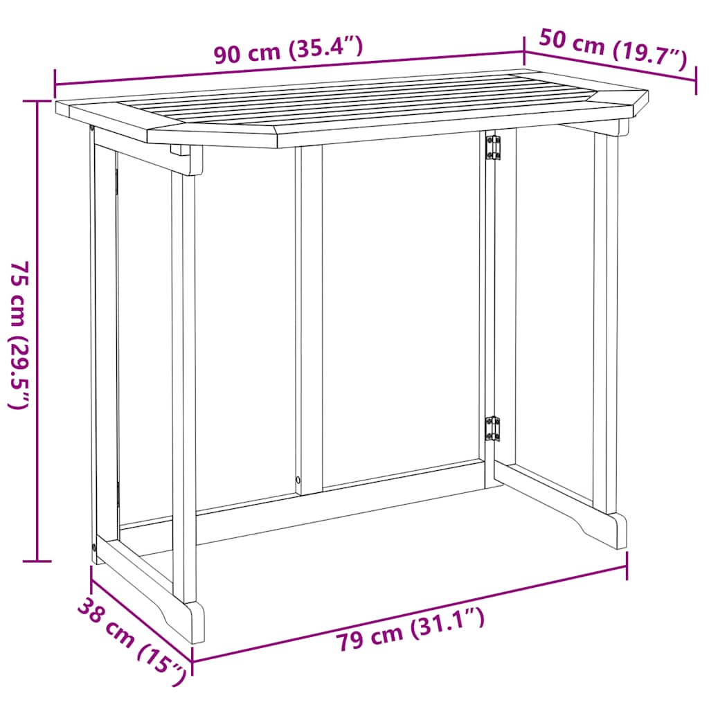 Bistrotisch 90x50x75 cm Akazie Massivholz