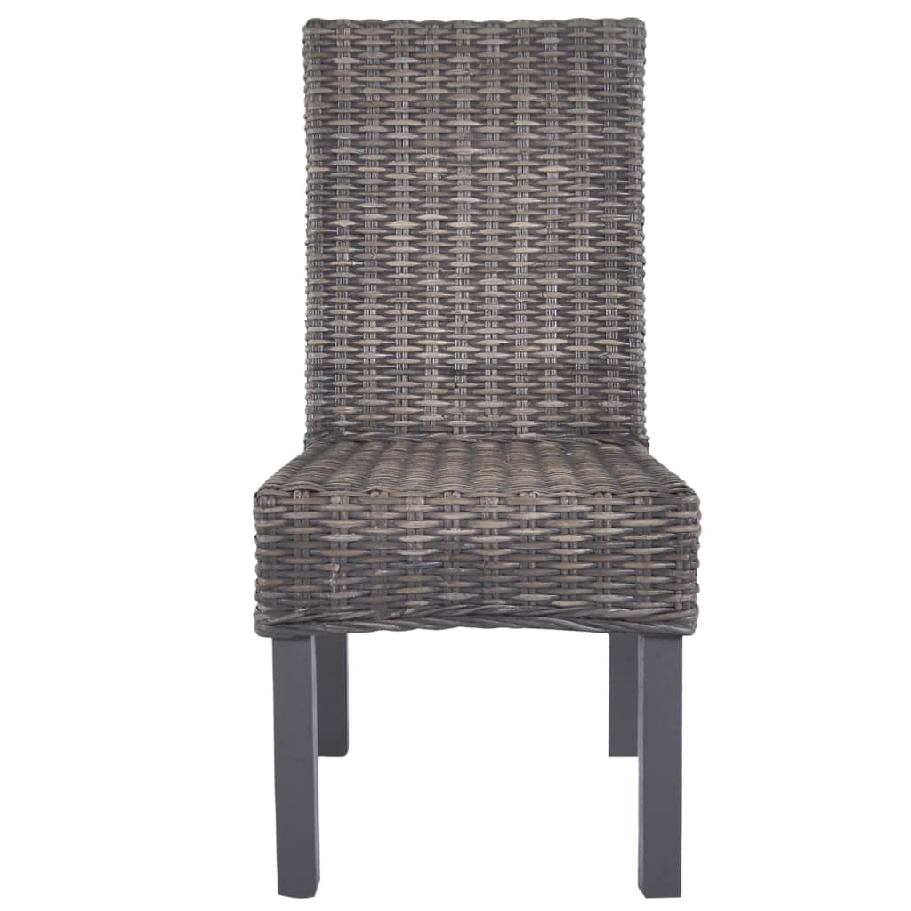 Esszimmerstühle 2 Stk. Braun Kubu-Rattan und Mahagoniholz