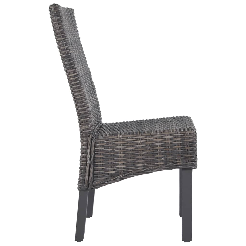Esszimmerstühle 2 Stk. Braun Kubu-Rattan und Mahagoniholz