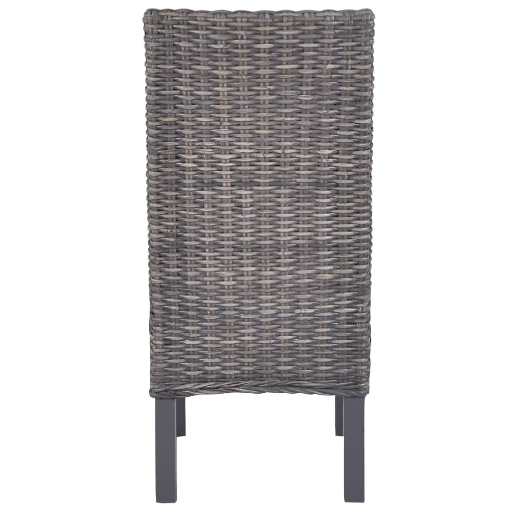 Esszimmerstühle 2 Stk. Braun Kubu-Rattan und Mahagoniholz