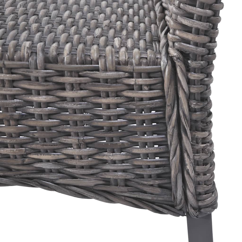 Esszimmerstühle 2 Stk. Braun Kubu-Rattan und Mahagoniholz