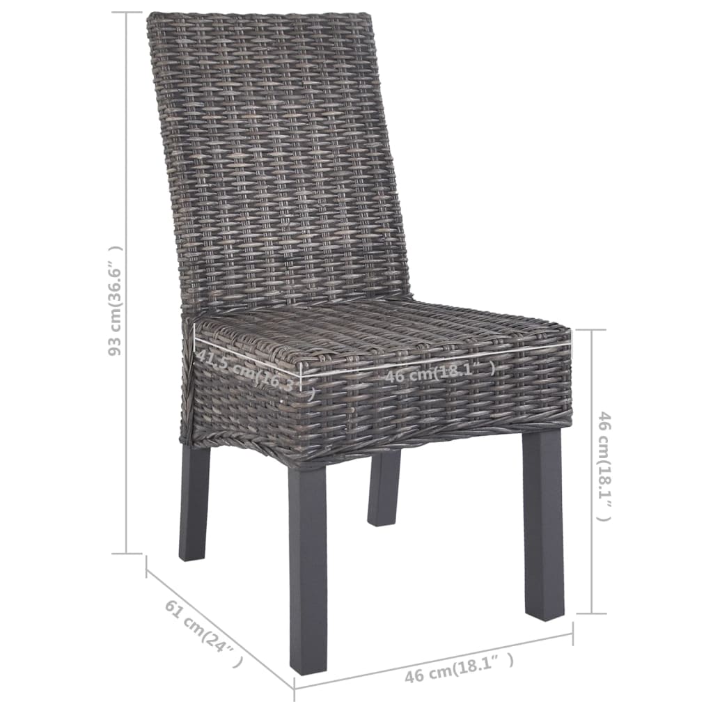 Esszimmerstühle 2 Stk. Braun Kubu-Rattan und Mahagoniholz