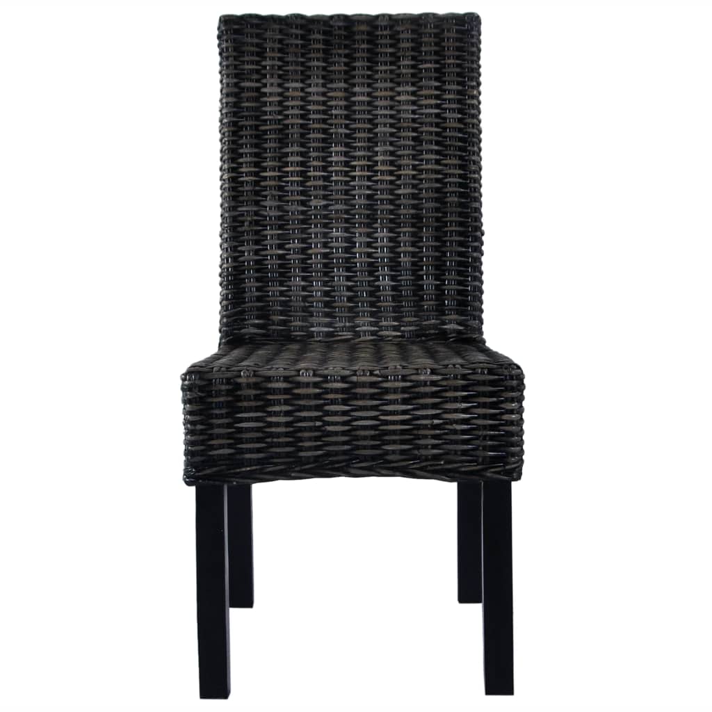 Esszimmerstühle 2 Stk. Schwarz Kubu-Rattan und Mahagoniholz