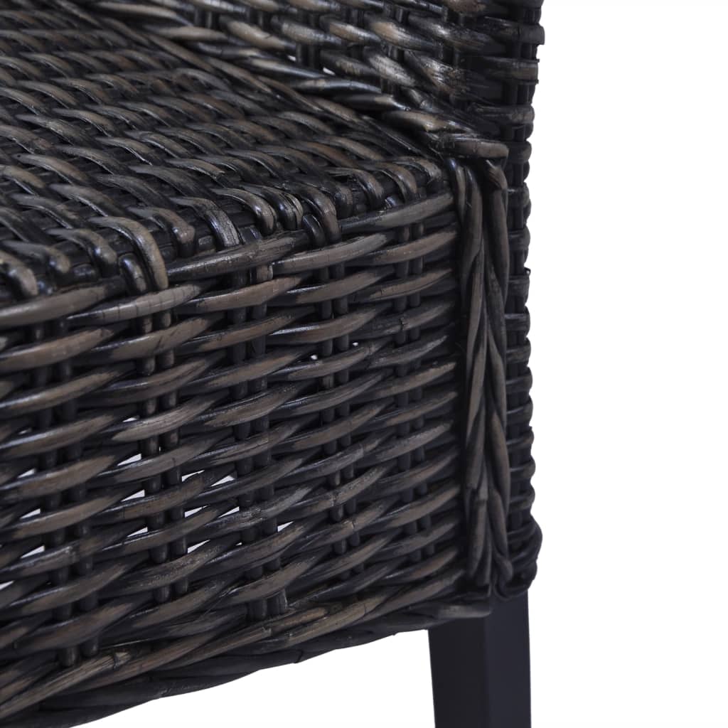 Esszimmerstühle 2 Stk. Schwarz Kubu-Rattan und Mahagoniholz