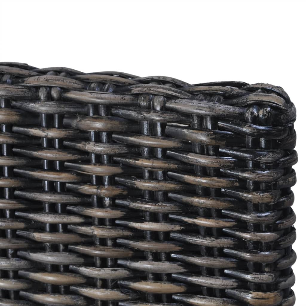 Esszimmerstühle 2 Stk. Schwarz Kubu-Rattan und Mahagoniholz