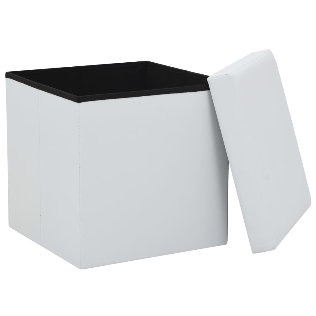 Hocker mit Stauraum Weiß Kunstleder