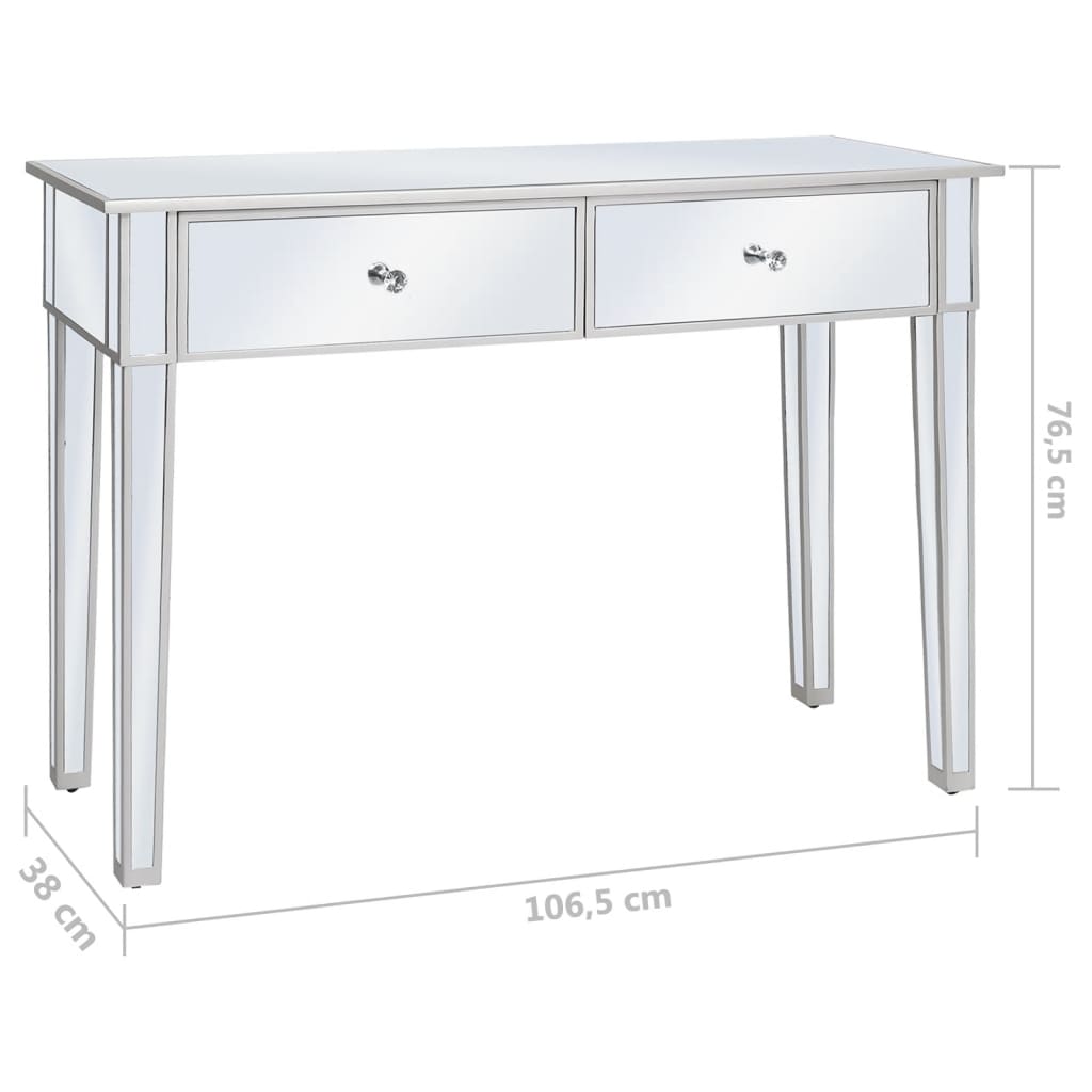 Spejlkonsolbord af MDF og glas 106,5x38x76,5 cm
