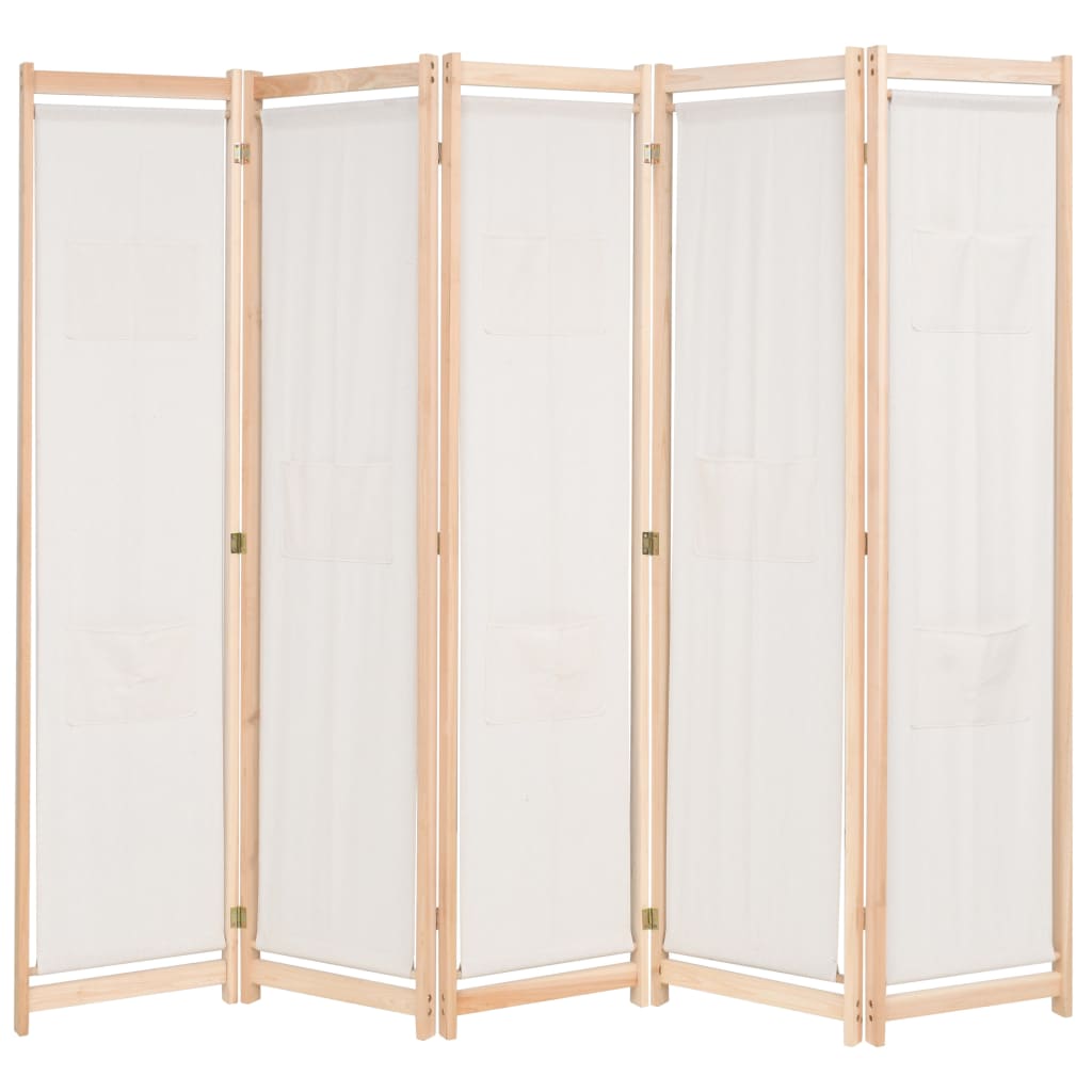 5-delt rumdeler creme 200 x 170 x 4 cm stof