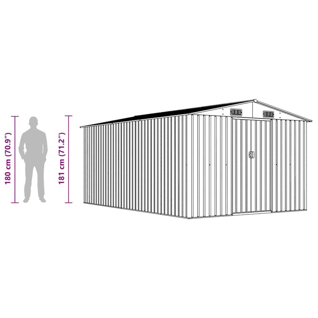 Redskabsskur 257x392x181 cm Metalgrå