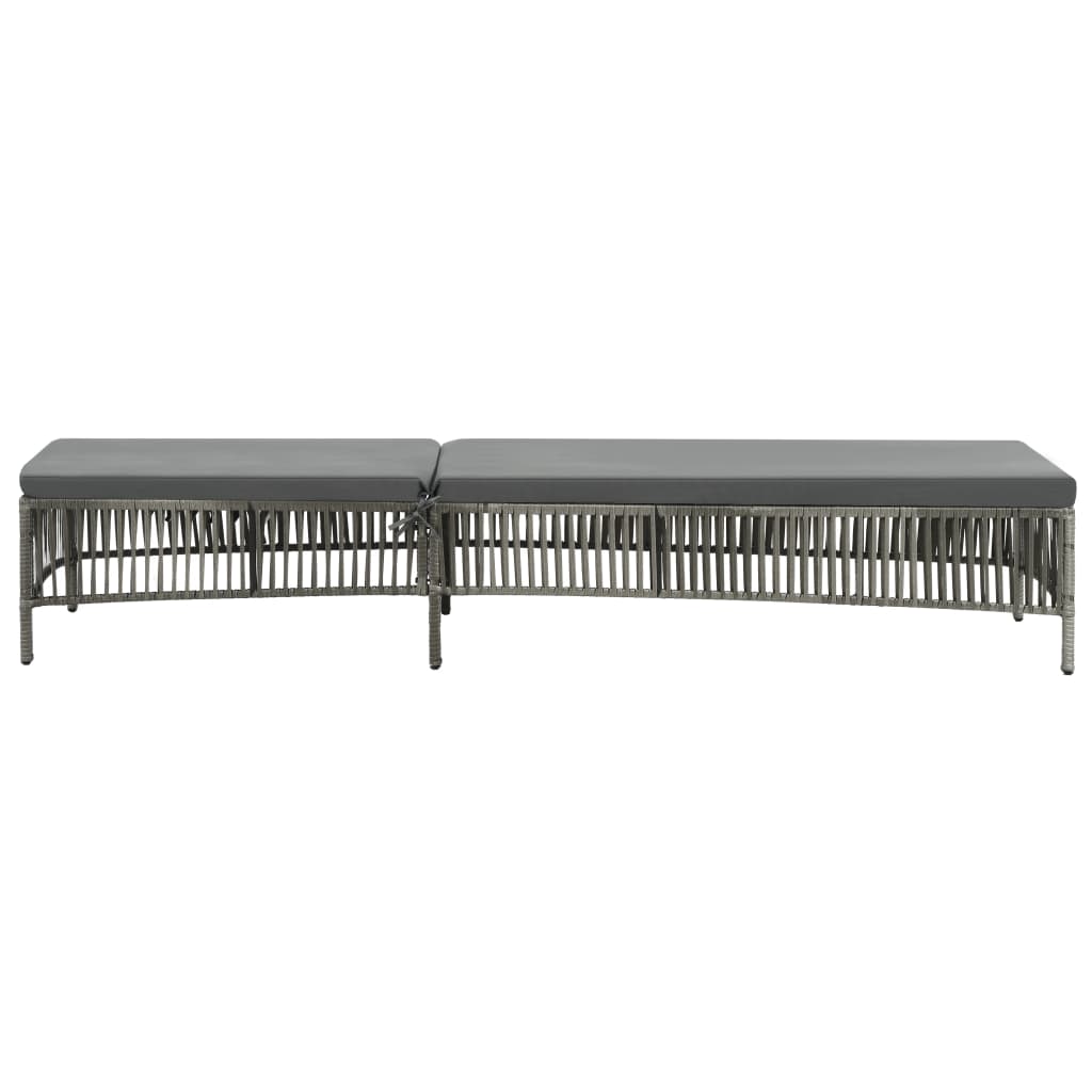 Solseng med pude polyrattan grå