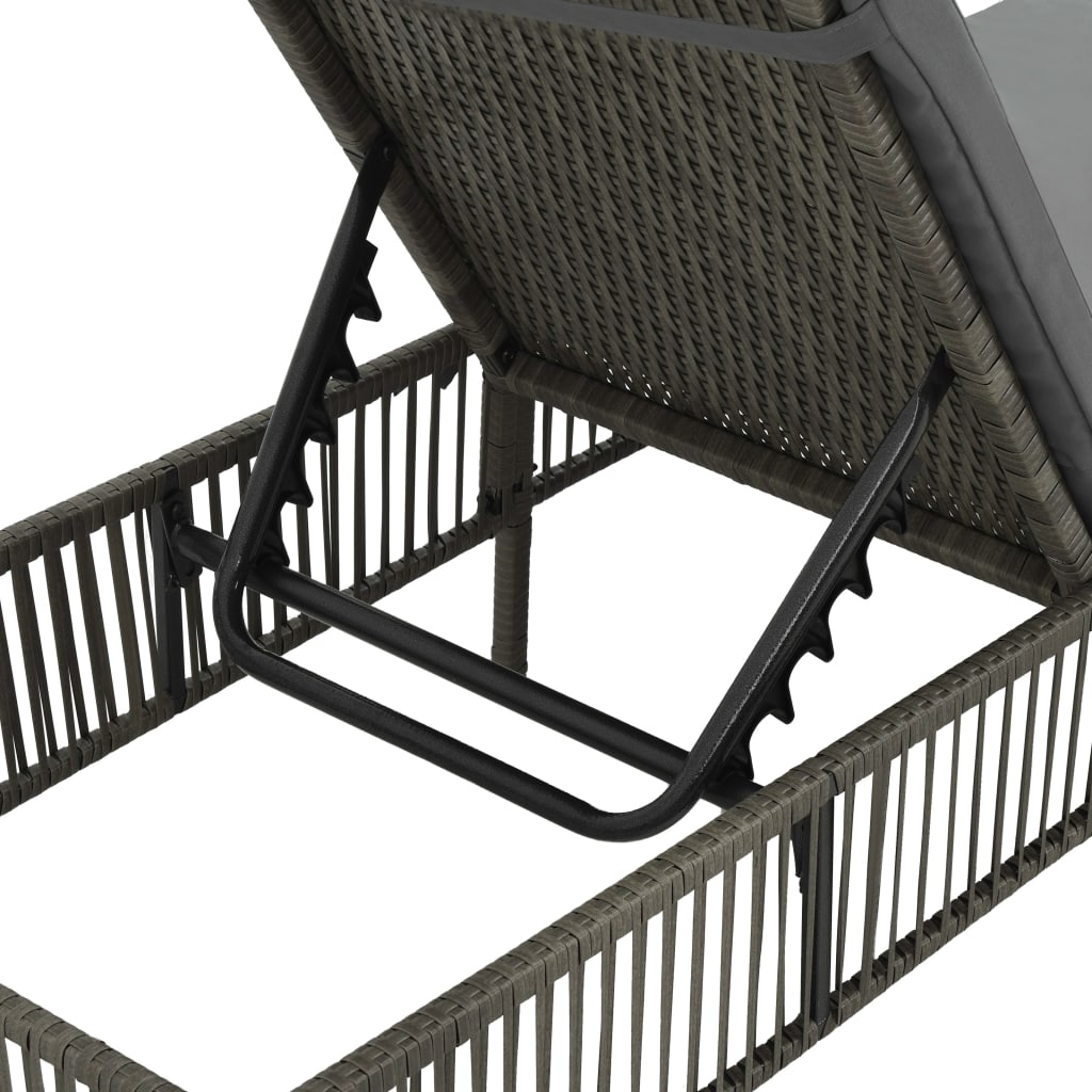 Solseng med pude polyrattan grå