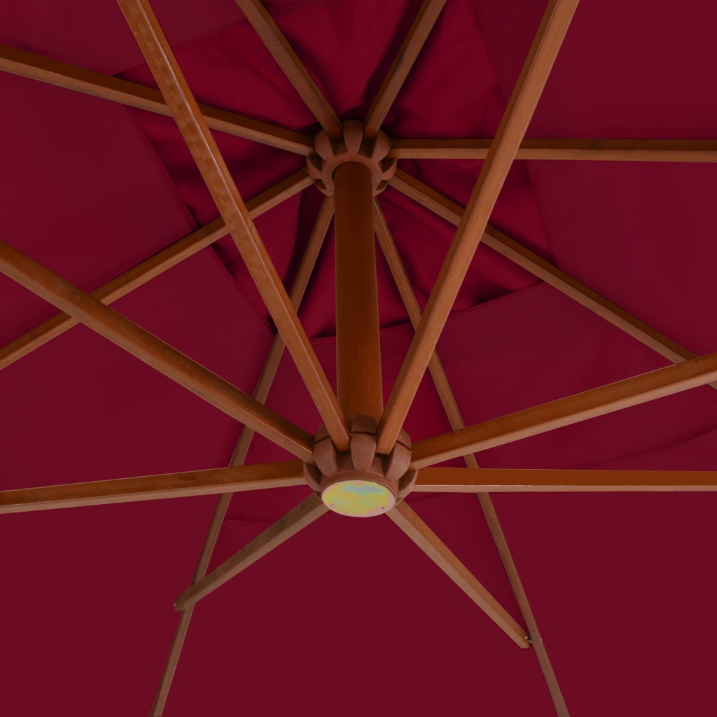 Hængende paraply med træstang 400x300 cm Bordeaux rød
