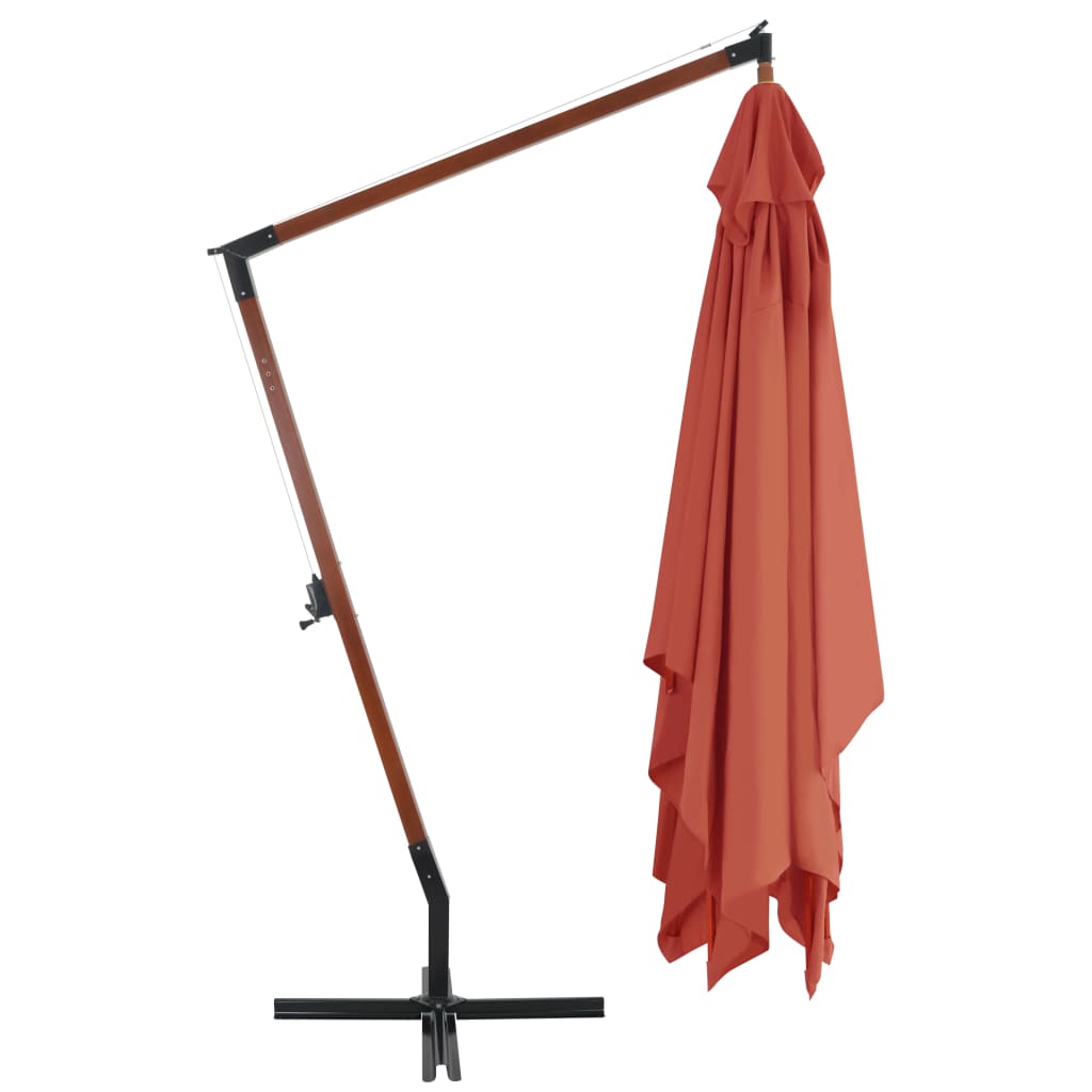 Hængende paraply med træstang 400x300 cm terracotta