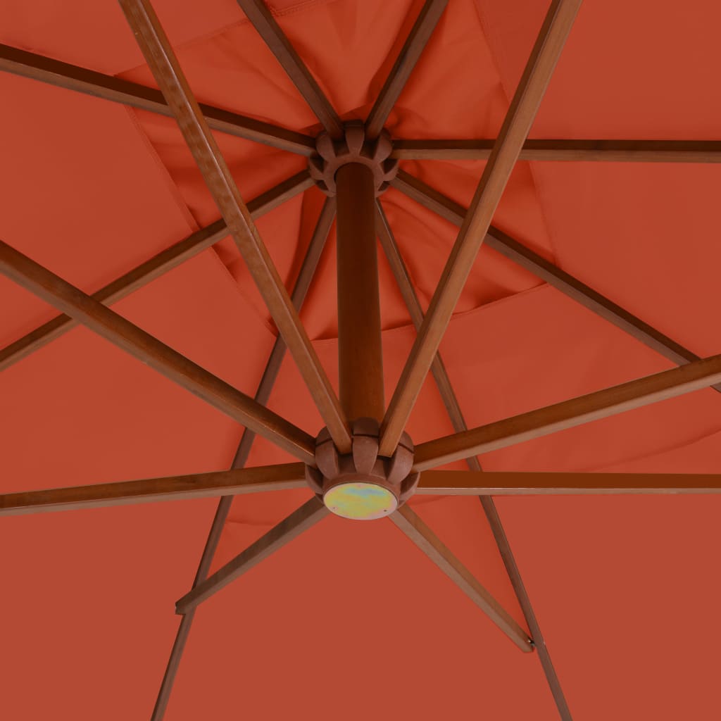 Hængende paraply med træstang 400x300 cm terracotta