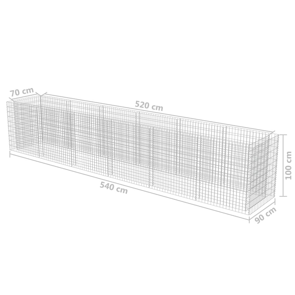 Gabion Højseng Galvaniseret Stål 540×90×100 cm