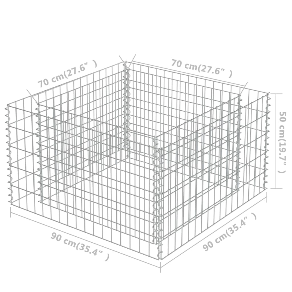 Gabion Højseng Galvaniseret Stål 90×90×50 cm