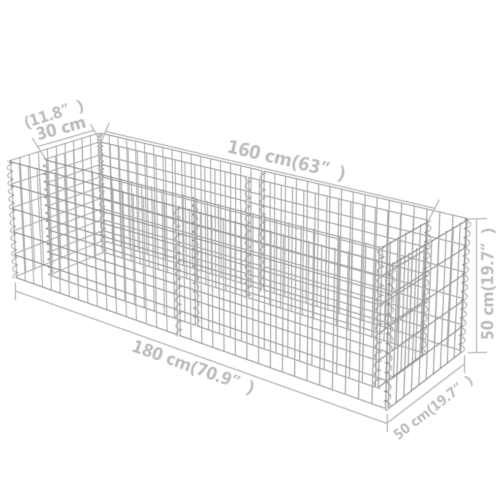 Gabion Højseng Galvaniseret Stål 180×50×50 cm