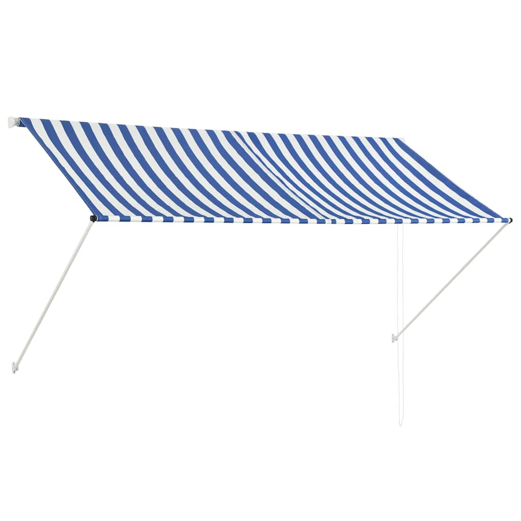 Optrækkeligt Markise 250×150 cm Blå og Hvid