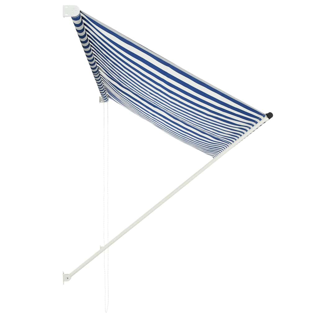 Optrækkeligt Markise 250×150 cm Blå og Hvid