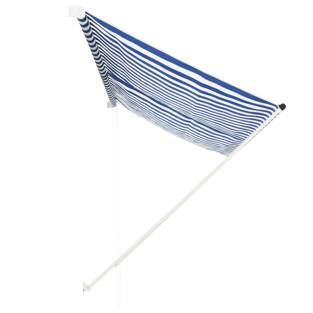 Udtrækkeligt Markise 300×150 cm Blå og Hvid