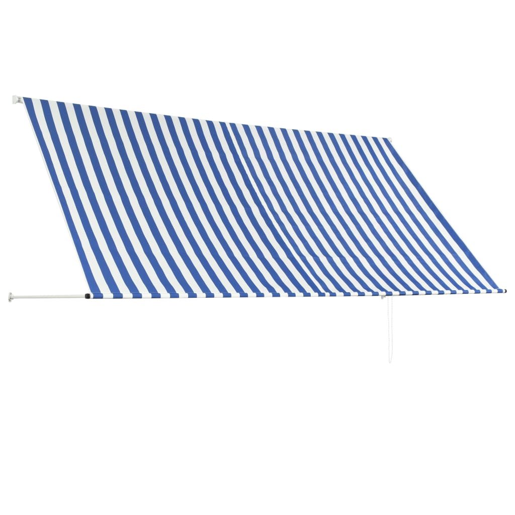 Udtrækkeligt Markise 300×150 cm Blå og Hvid