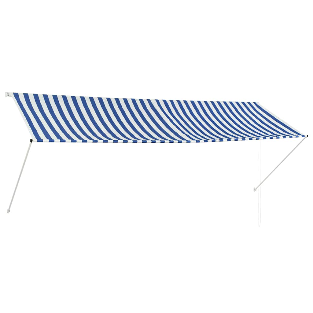 Udtrækkeligt fortelt 350 x 150 cm Blå og hvid