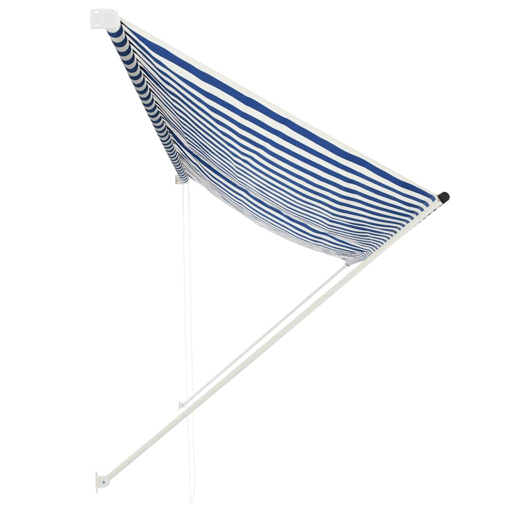 Udtrækkeligt fortelt 350 x 150 cm Blå og hvid