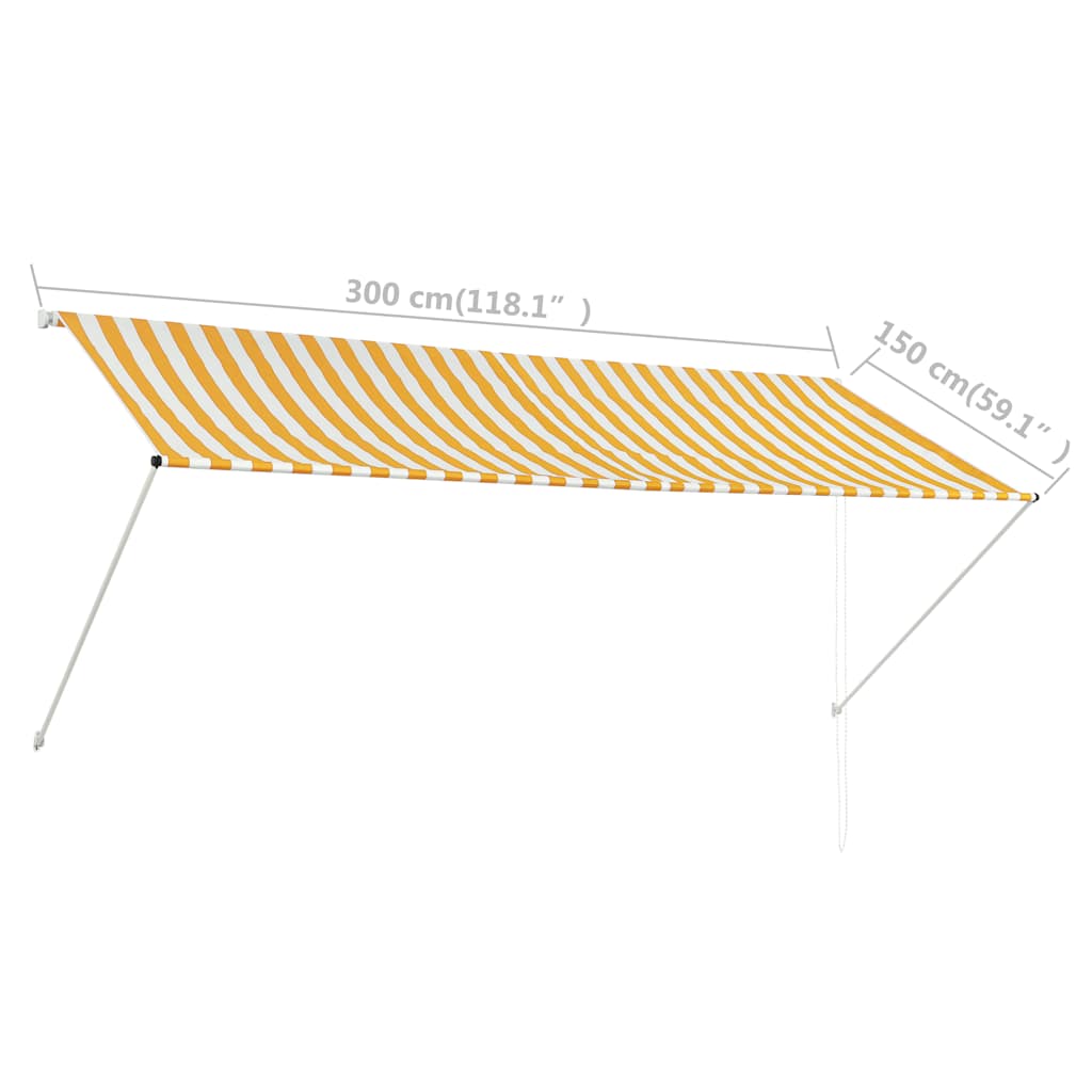 Optrækbart Markise 300×150 cm Gul og Hvid