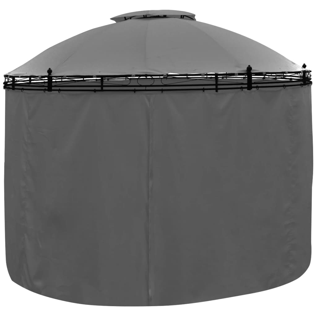 Havepavillon med Gardiner Rund 3,5x2,7 m Antracit