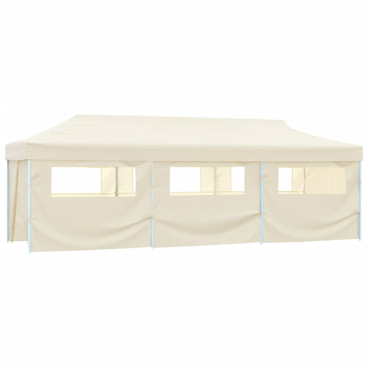 Faltzelt Partyzelt Pop-Up mit 8 Seitenwänden 870x291x315 cm Creme