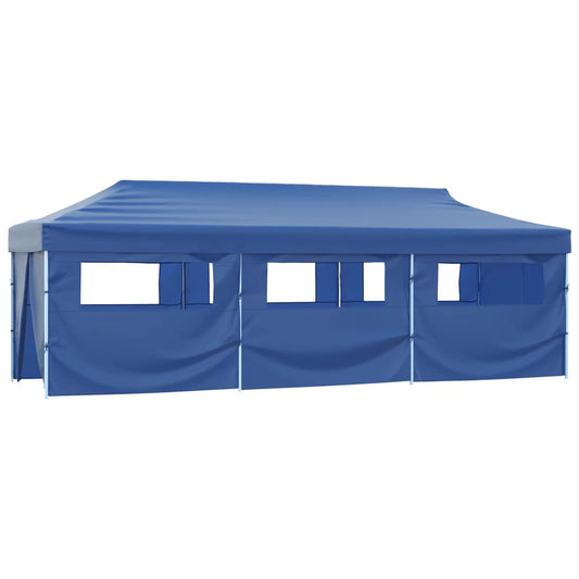 Faltzelt Partyzelt Pop-Up mit 8 Seitenwänden 870x291x315 cm Blau