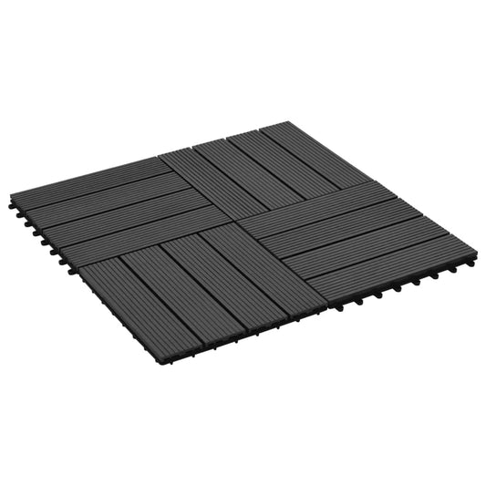 Terrassefliser 11 stk WPC 30 x 30 cm 1 kvm Sort