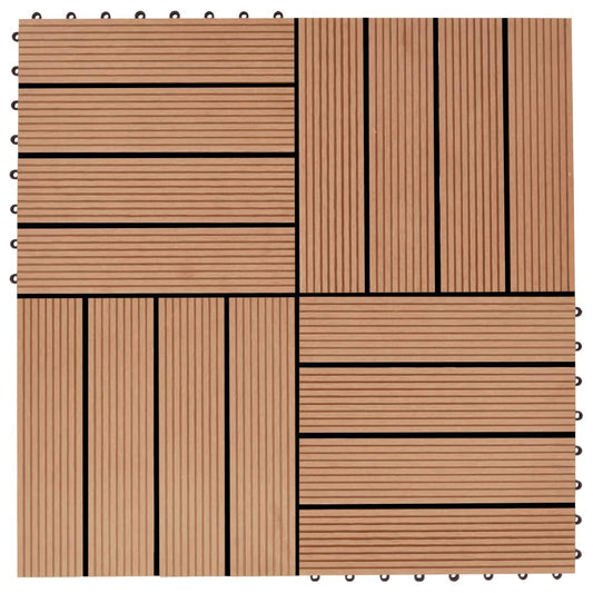 Terrassenfliesen 11 Stück WPC 30 x 30 cm 1 qm Teakholzfarbe