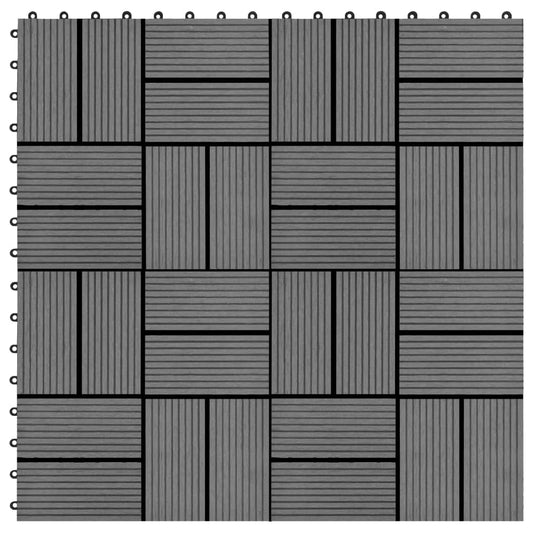Terrassefliser 11 stk WPC 30 x 30 cm 1 kvm Grå